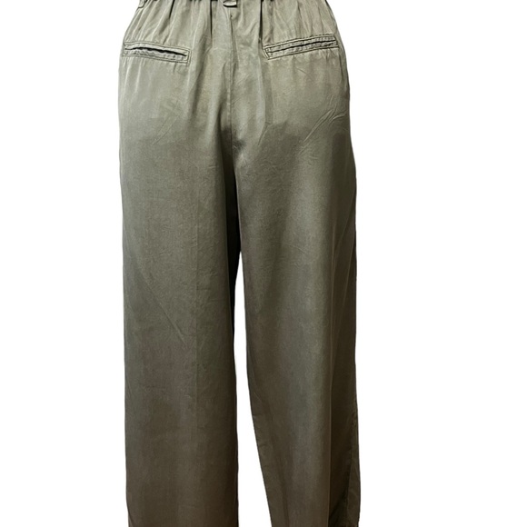 Zara Paper Bag Belt Tie Pants, Army Green, size XS - Picture 12 of 13